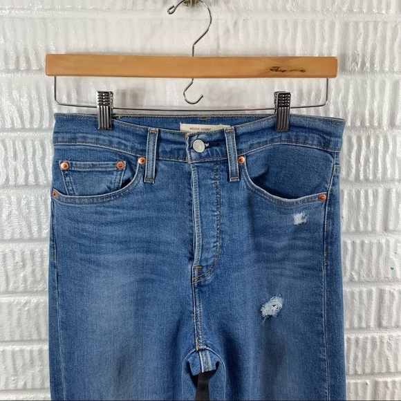 Levis Wedgie Distressed Skinny Jeans 27 Button Fly - Picture 3 of 8